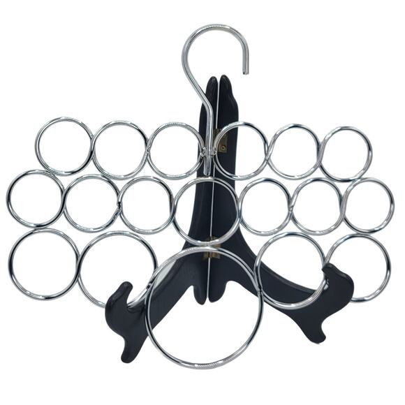 Chrome Scarf Hanger with Three Rows of Circles for Stylish, Organized Storage - Picture 2 of 2